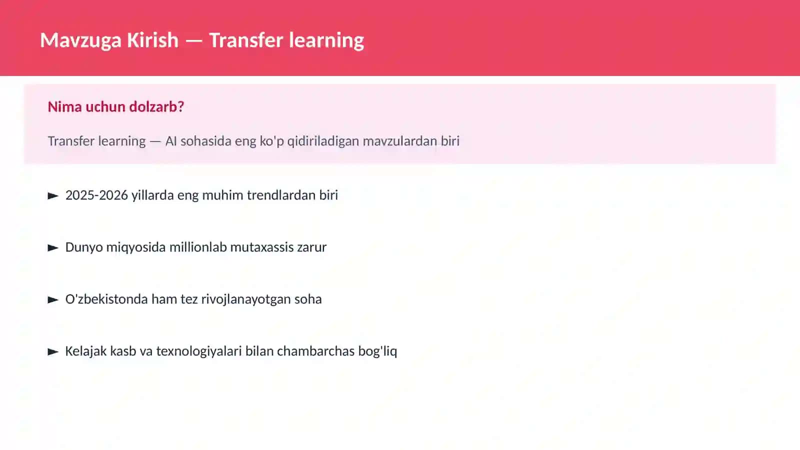 Transfer learning 2