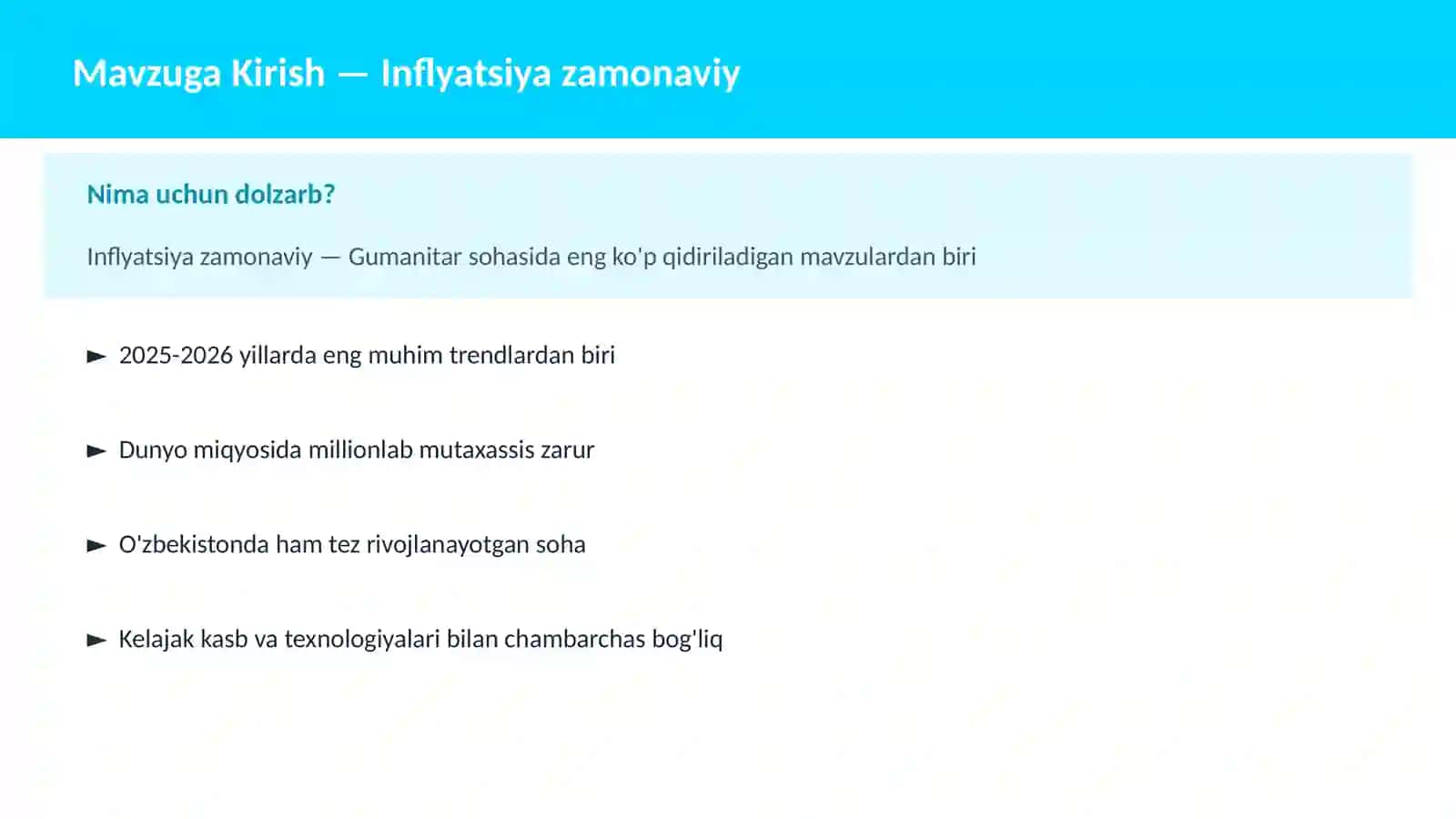 Inflyatsiya zamonaviy 2