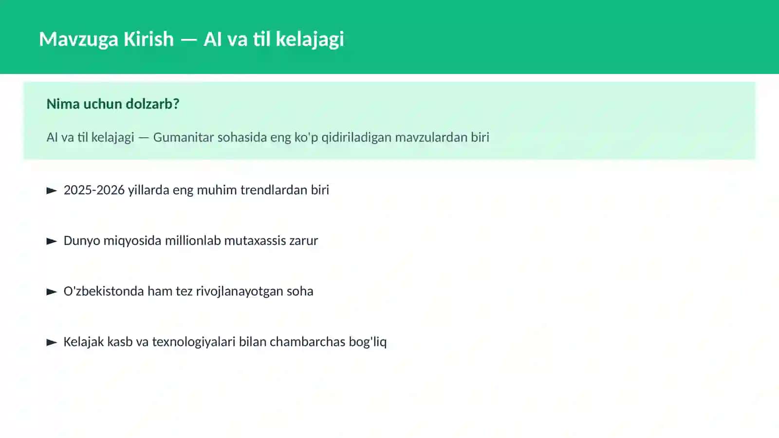AI va til kelajagi 2