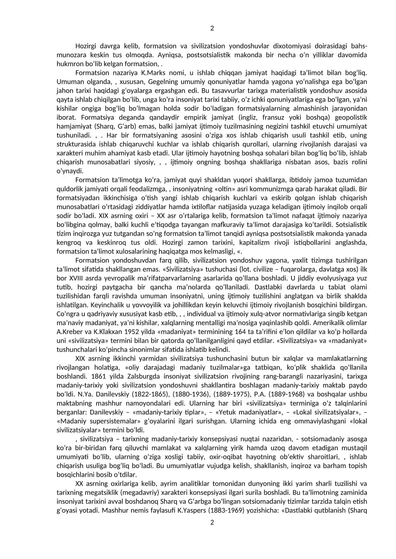 Tarix falsafasi, sivilizatsiya va madaniyat 2