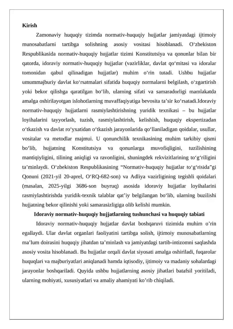 Idoraviy normativ-huquqiy hujjatlarni rasmiylashtirishning yuridik texnikasi 2