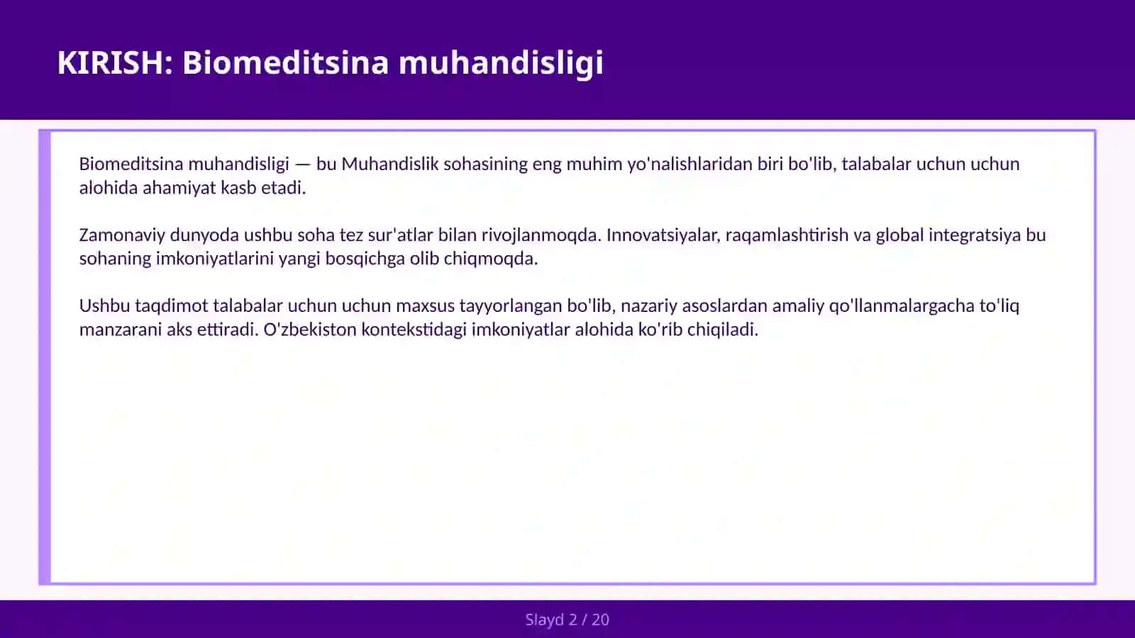 BIOMEDITSINA MUHANDISLIGI 2