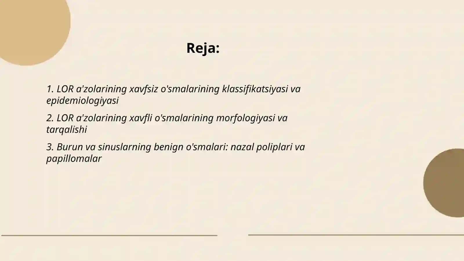 LOR a'zolarining xavfsiz va xavfli oʻsmalari 2