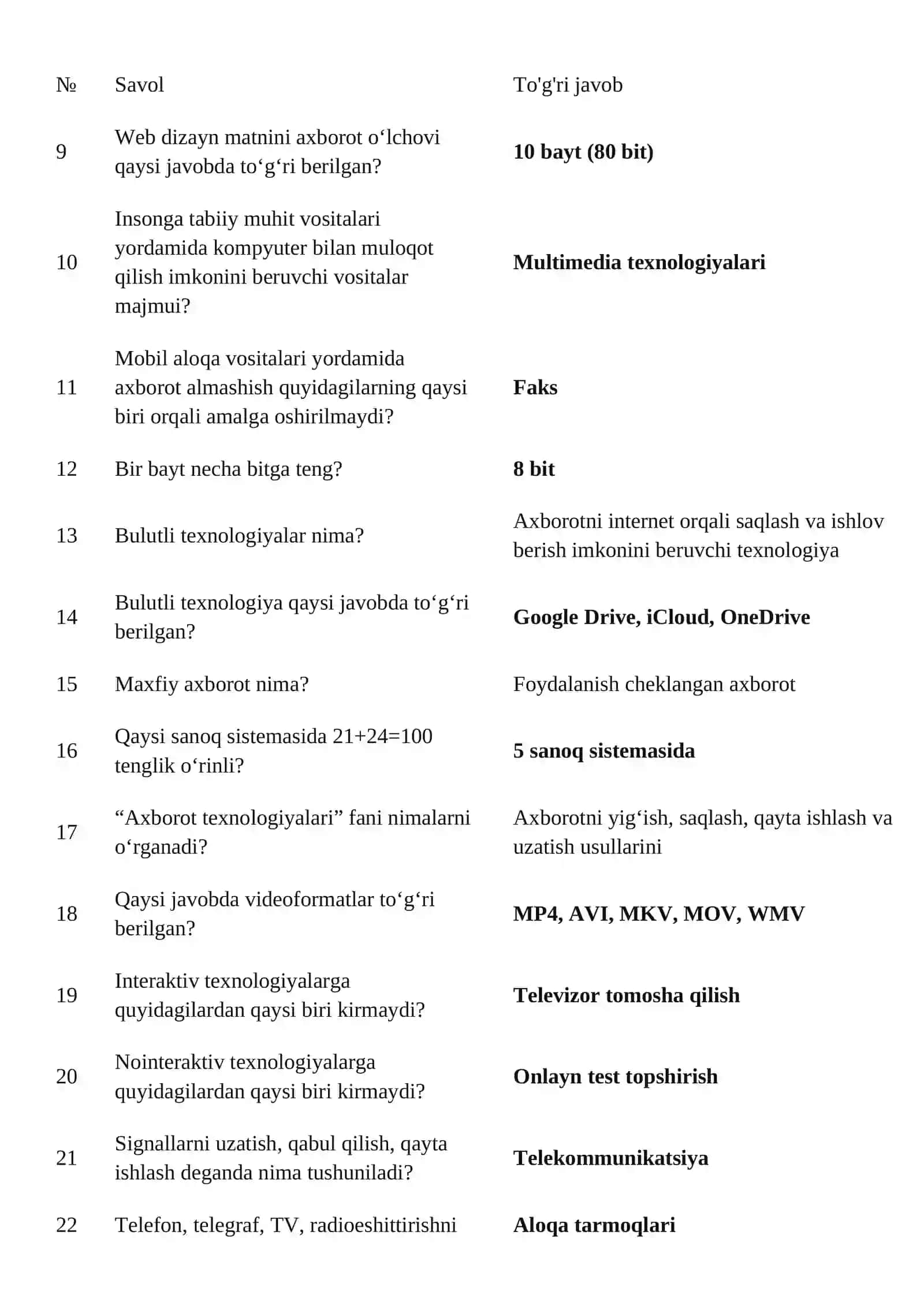 ARGOS TEST JAVOBLARI 2