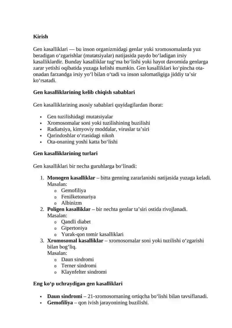Gen kasalliklari 2