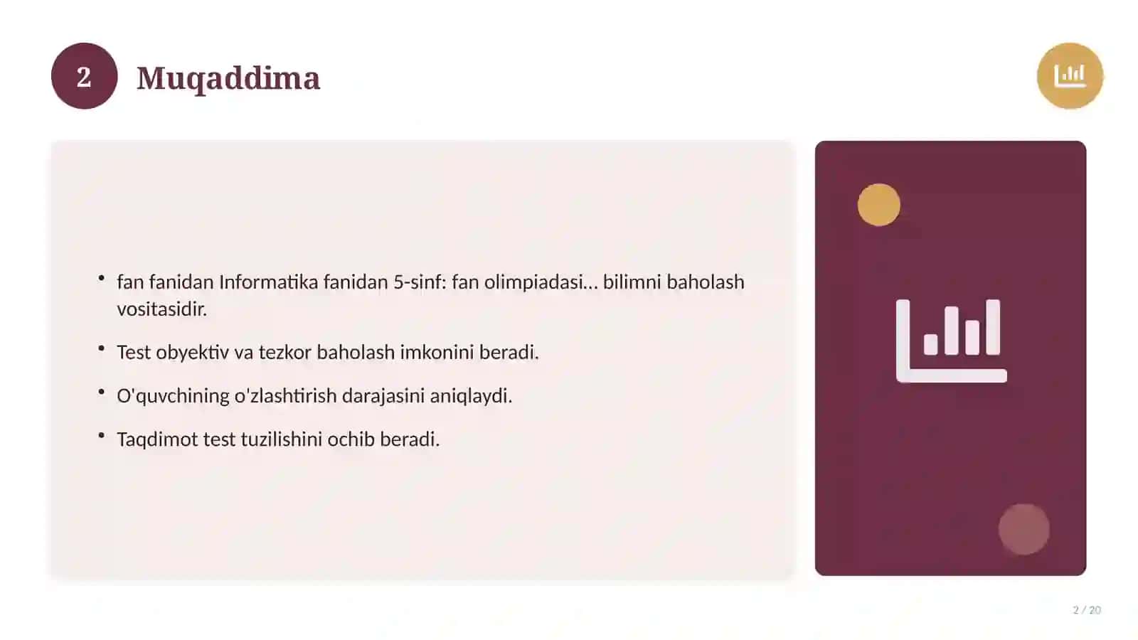 Informatika fanidan 5-sinf: fan olimpiadasi savollari 2