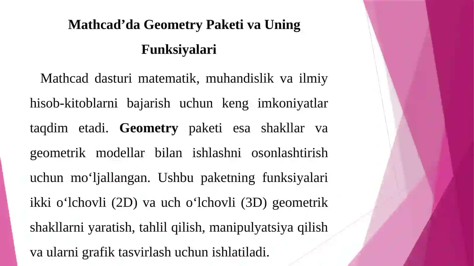 Matematik Geometriya Paketi 2