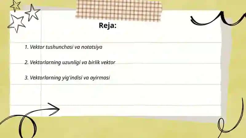 Vektorlar. Vektorlar ustida amallar 2