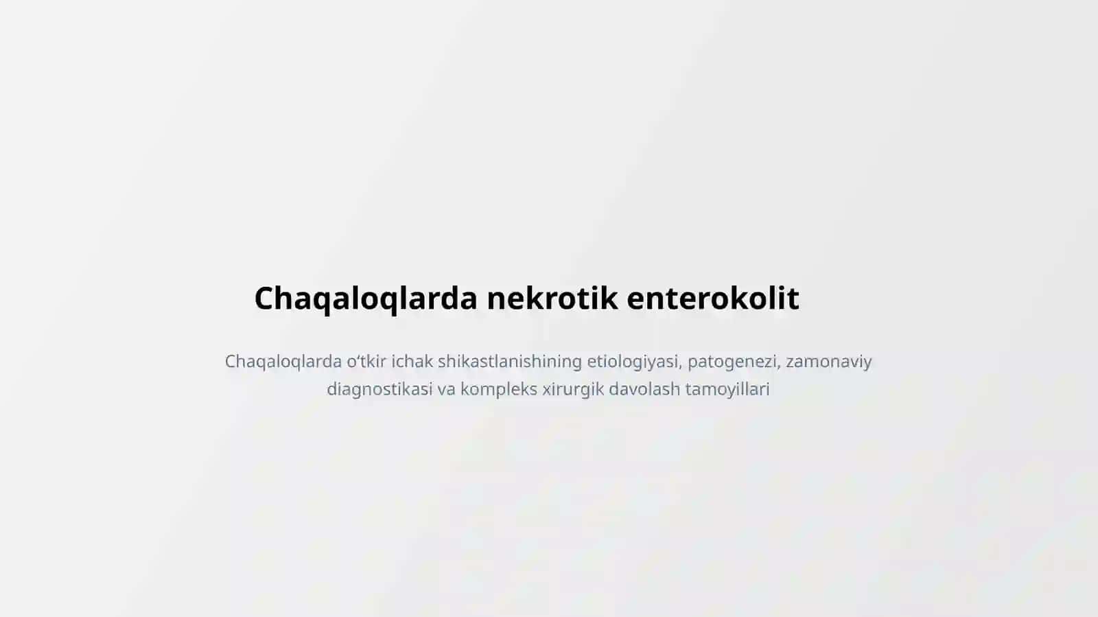 Chaqaloqlarda Nekrotik enterokolit 2