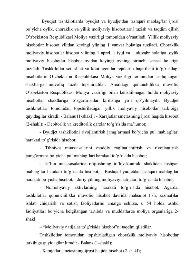 Byudjet tashkilotlarida moliyaviy natijalar hisobi 2
