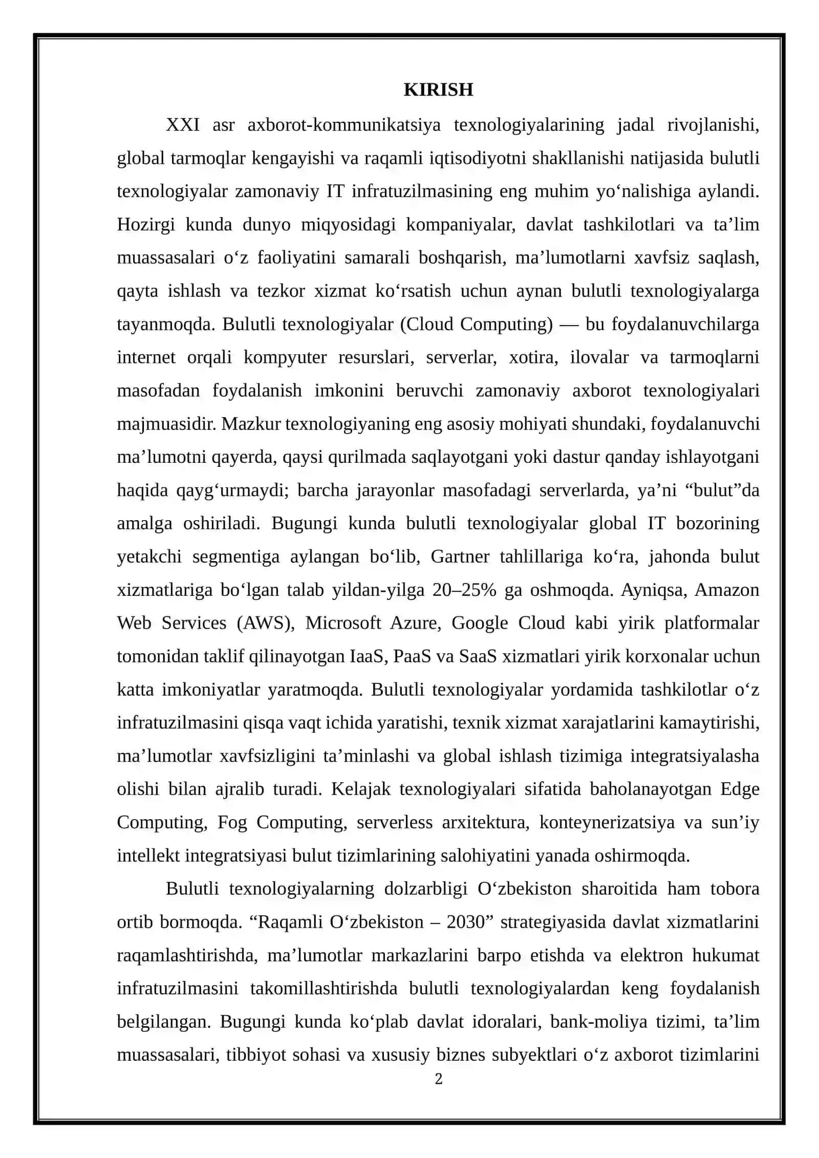 Bulutli texnologiyalar 2