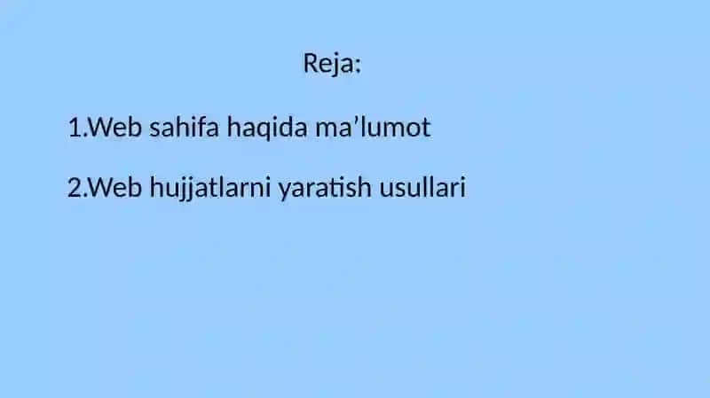 Web hujjatlarni yaratish usullari 2