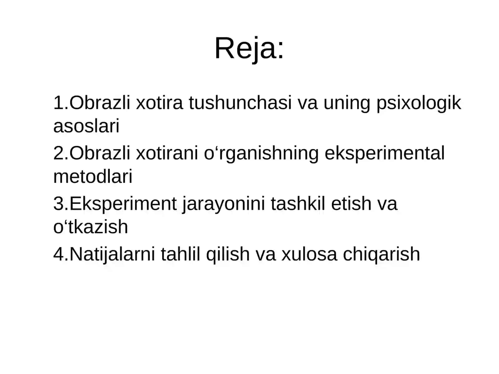 Obrazli xotirani eksperimental o’rganish 2