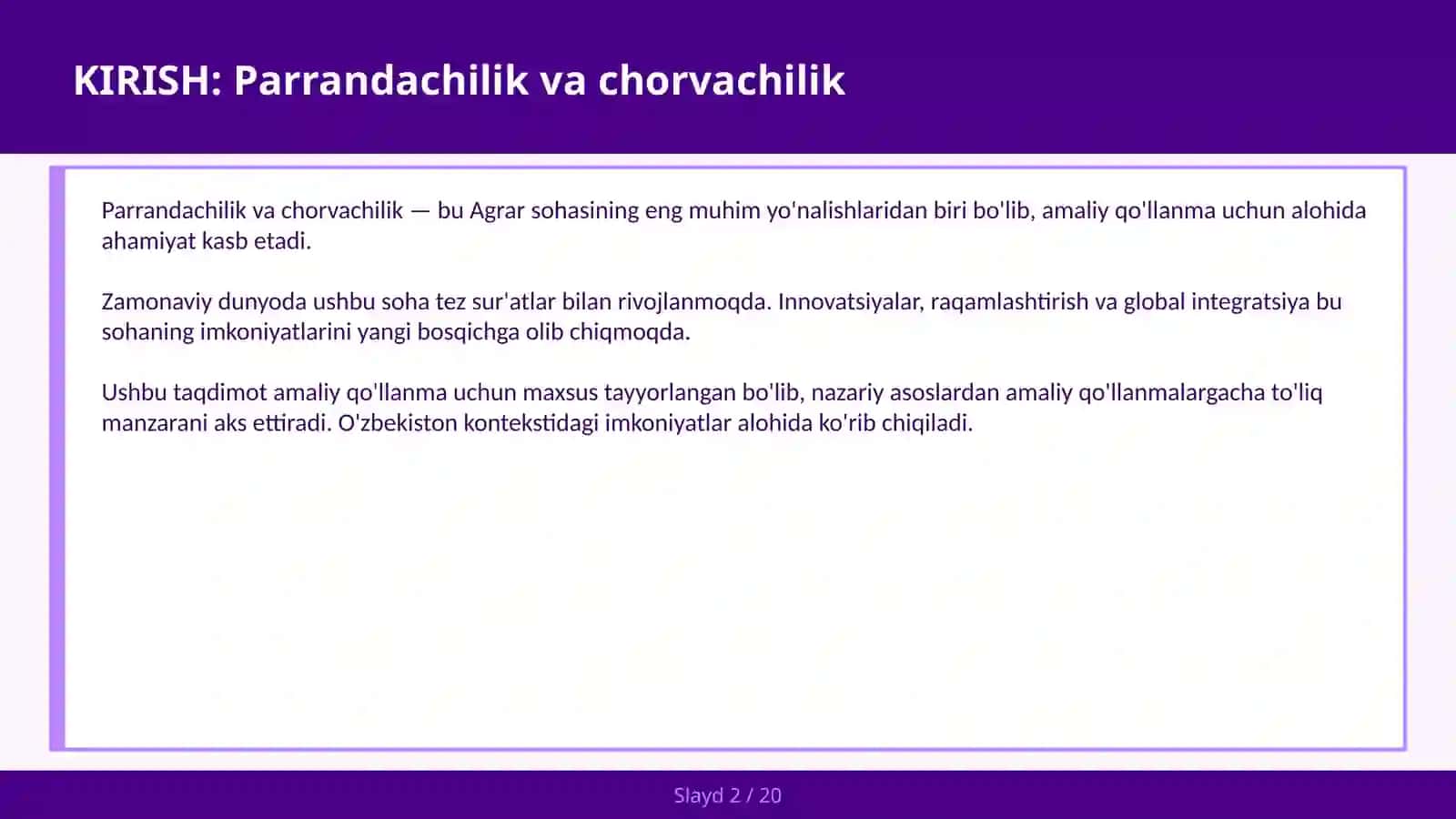 Parrandachilik va chorvachilik 2