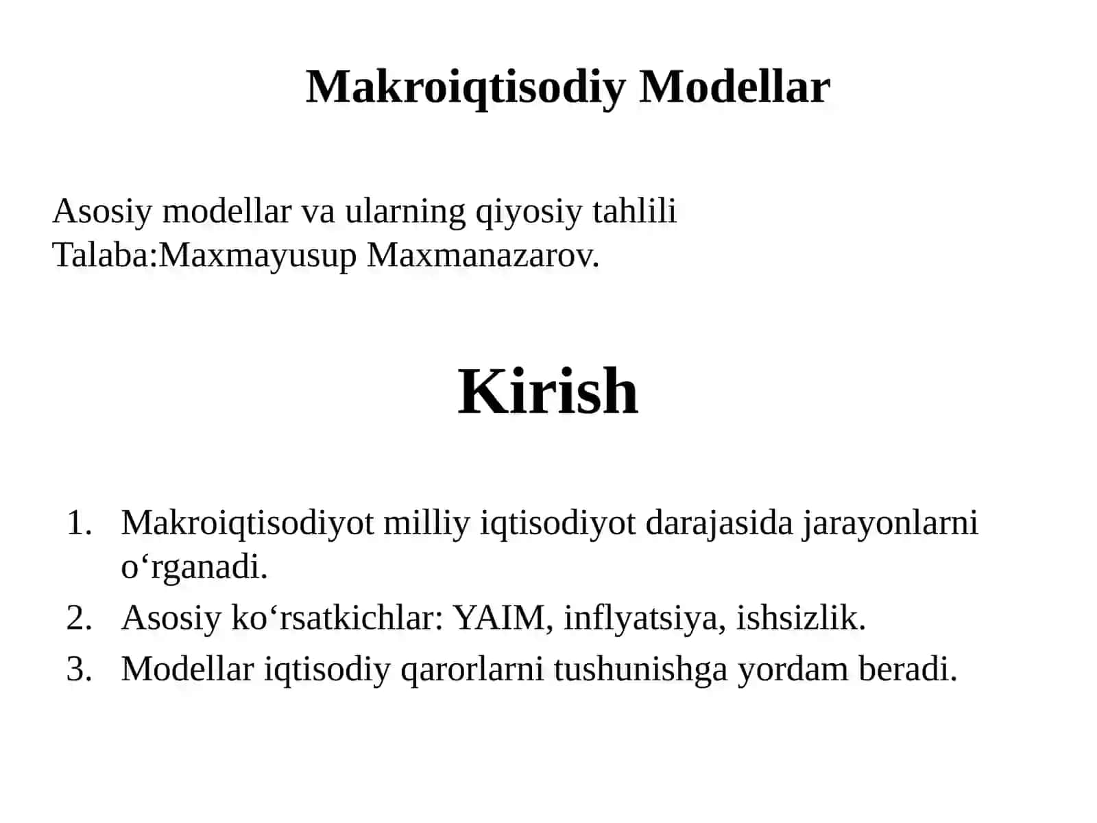 Makroiqtisodiy Modellar 2