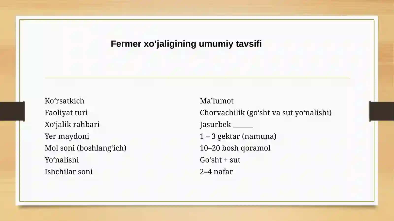 Chorvachilik faoliyati 2