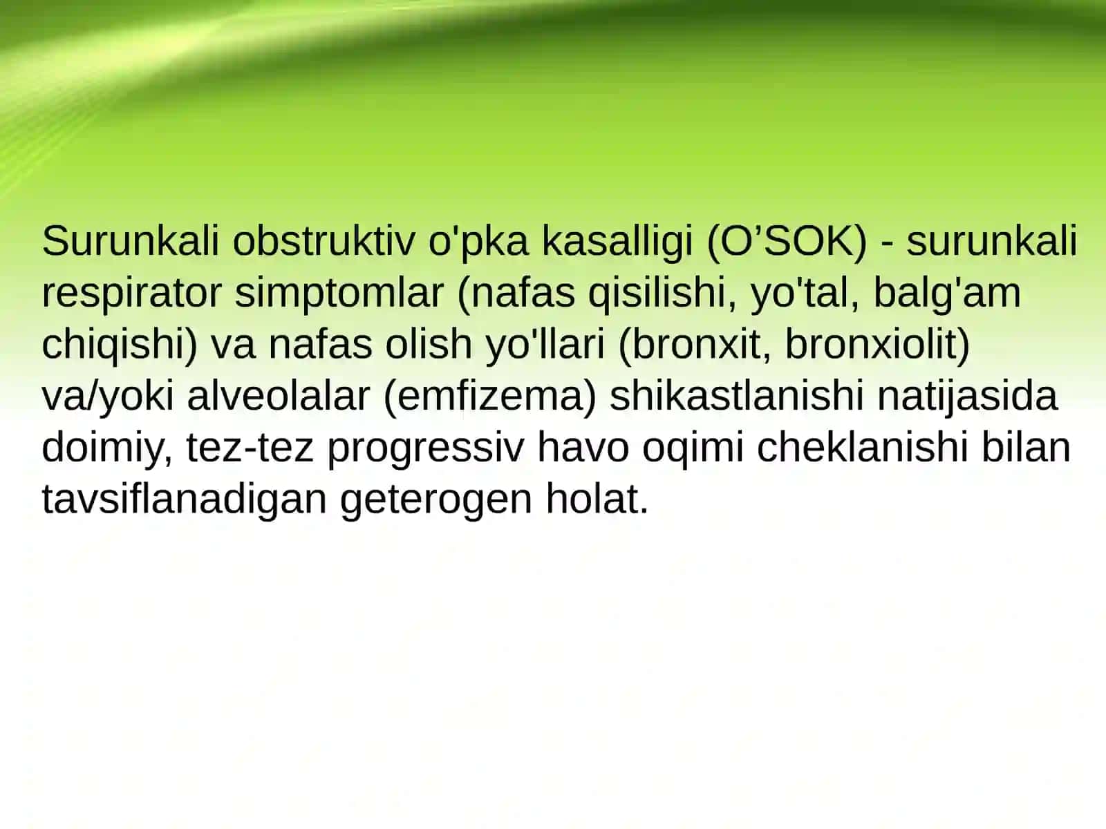 Surunkali obstruktiv o'pka kasalligi 2