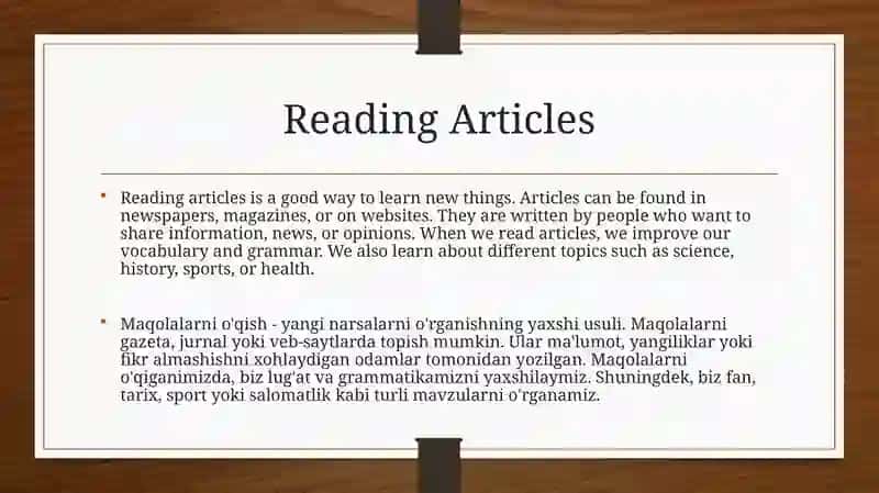 Reading Articles 2