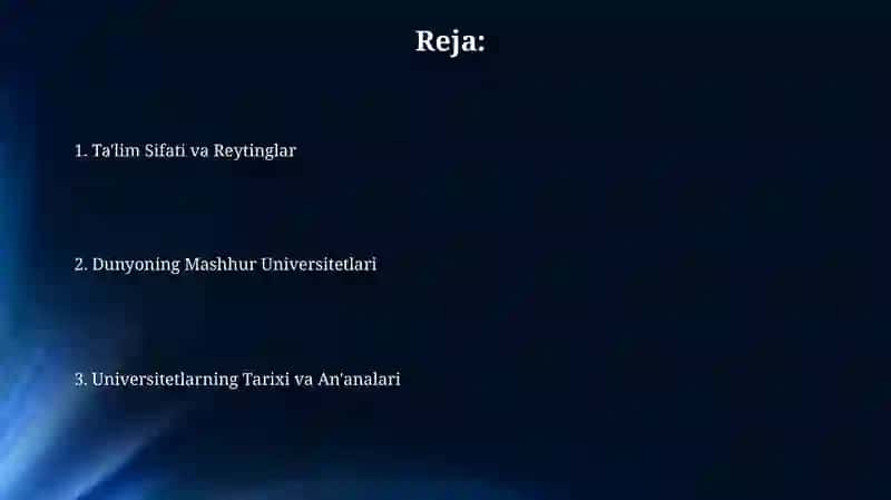 Dunyoning Mashhur Universitetlari 2