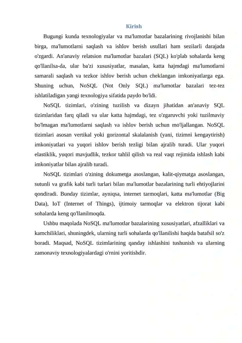 NoSQL Ma'lumotlar Bazalari 2