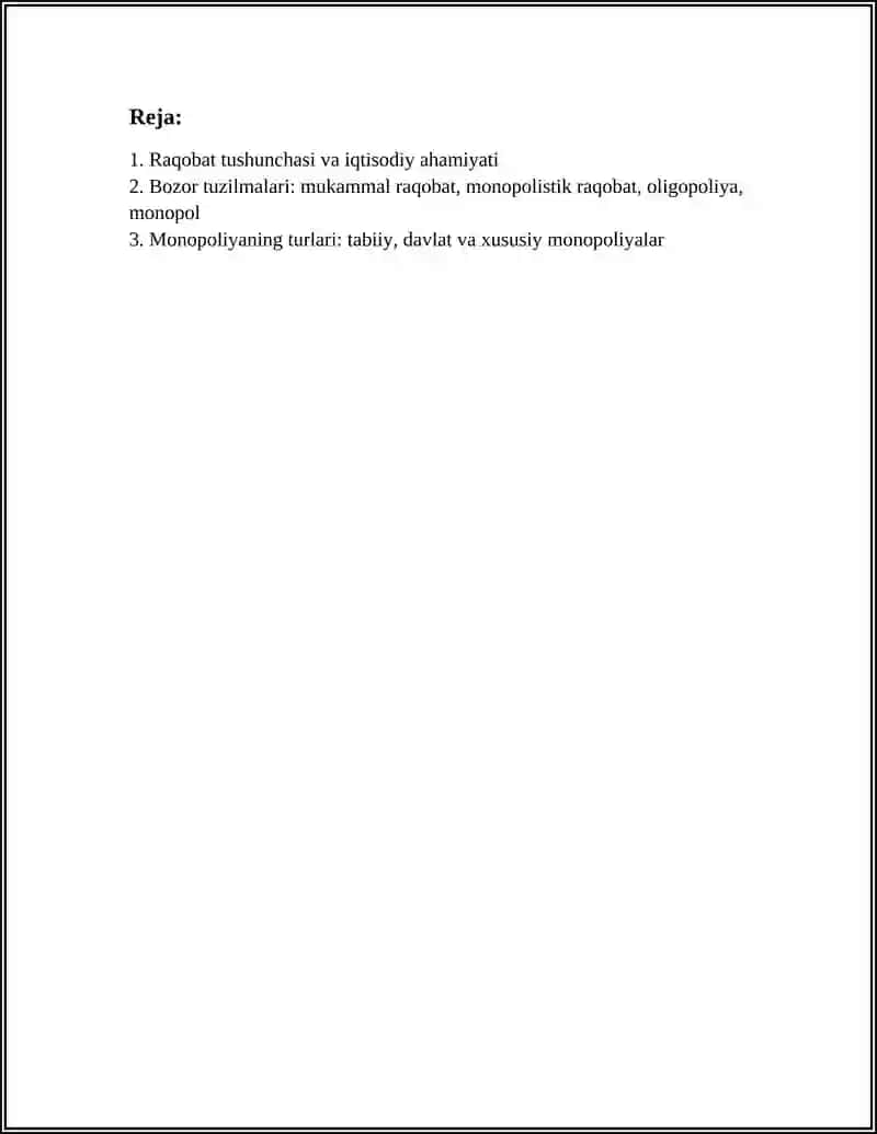 Raqobat va Monopoliya 2