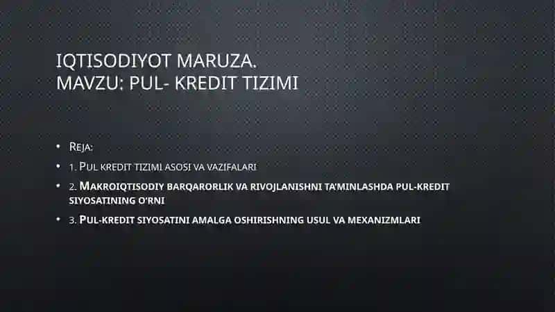 Pul-kredit tizimi 2