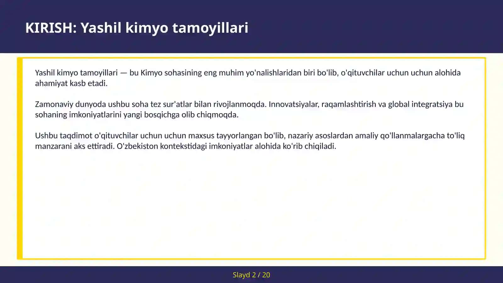 Yashil kimyo tamoyillari 2