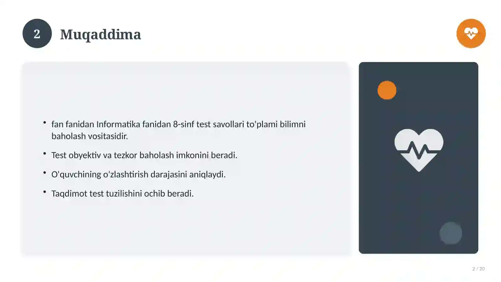 Informatika fanidan 8-sinf test savollari to'plami 2