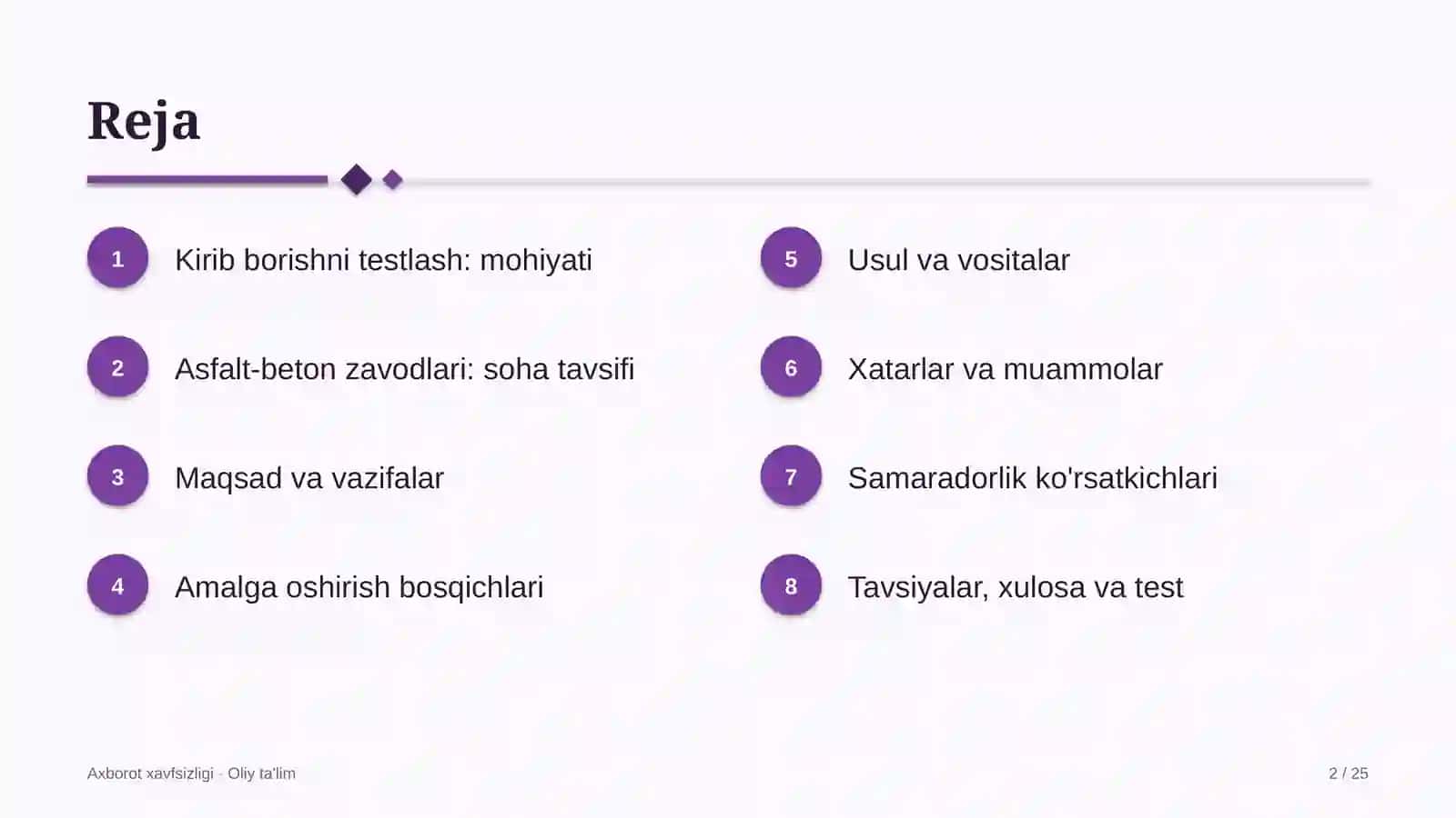 Kirib borishni testlash: mohiyati 2
