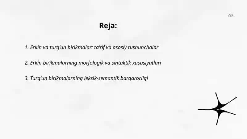 Erkin va turgʻun birikmalar 2