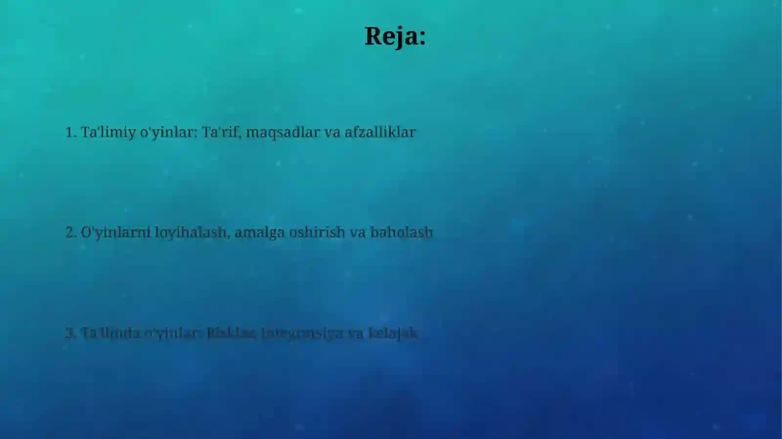 Trening vaqti da oʻyinlar 2