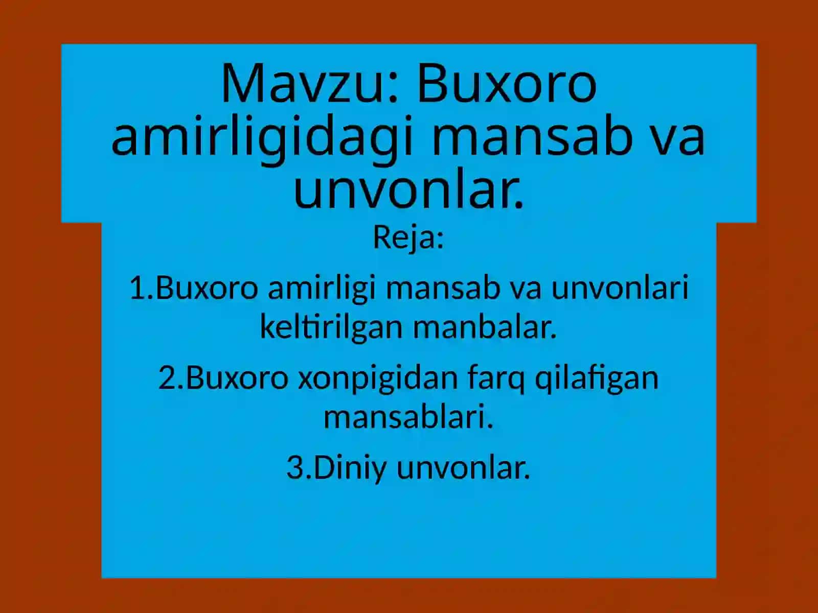 Buxoro amirligida mansab va unvonlar 2