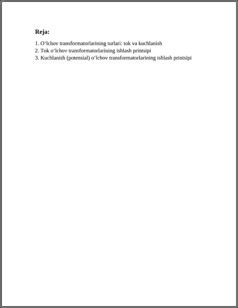 OʻLCHOV TRANSFORMATORLARI 2