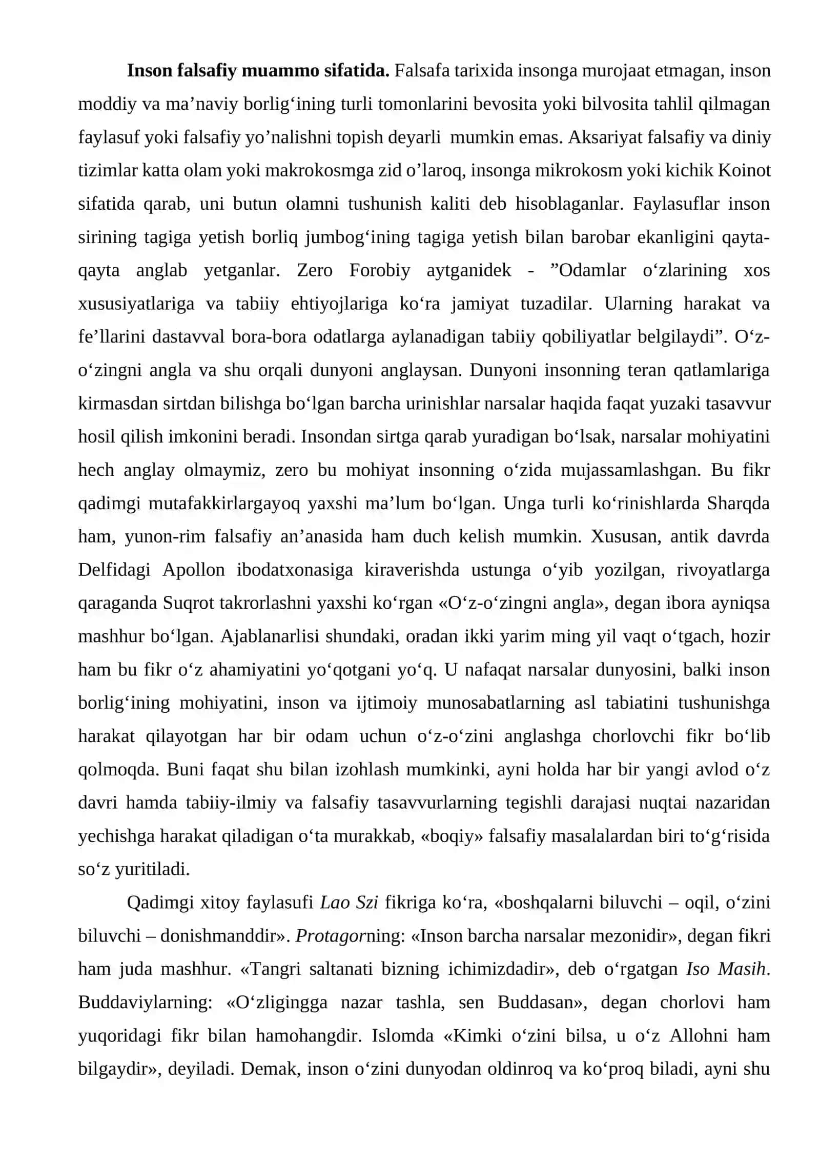 Falsafiy antropologiya (Inson falsafasi) 2
