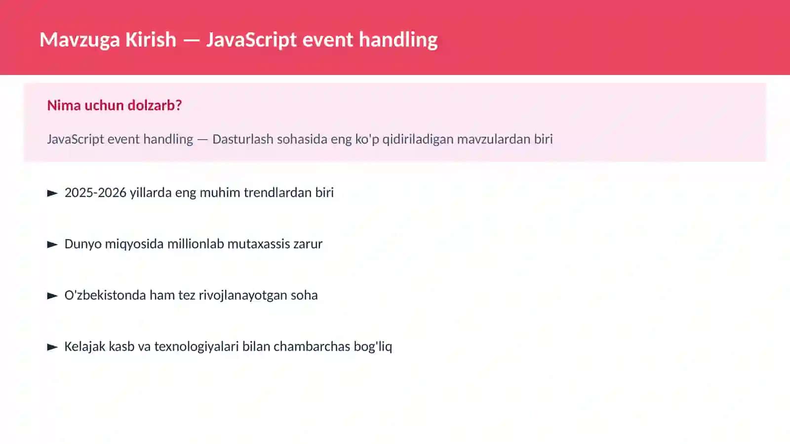 DASTURLASH | JAVASCRIPT VA WEB 2
