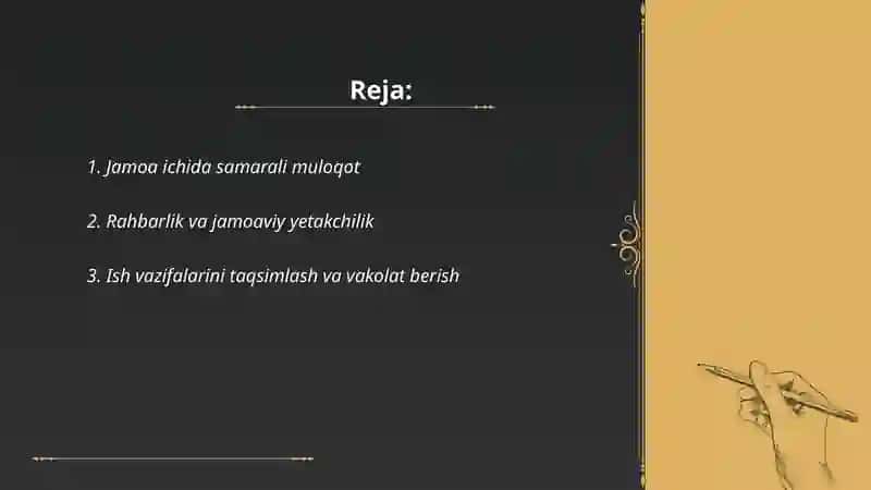 Jamoada ishlash (Teamworking) 2