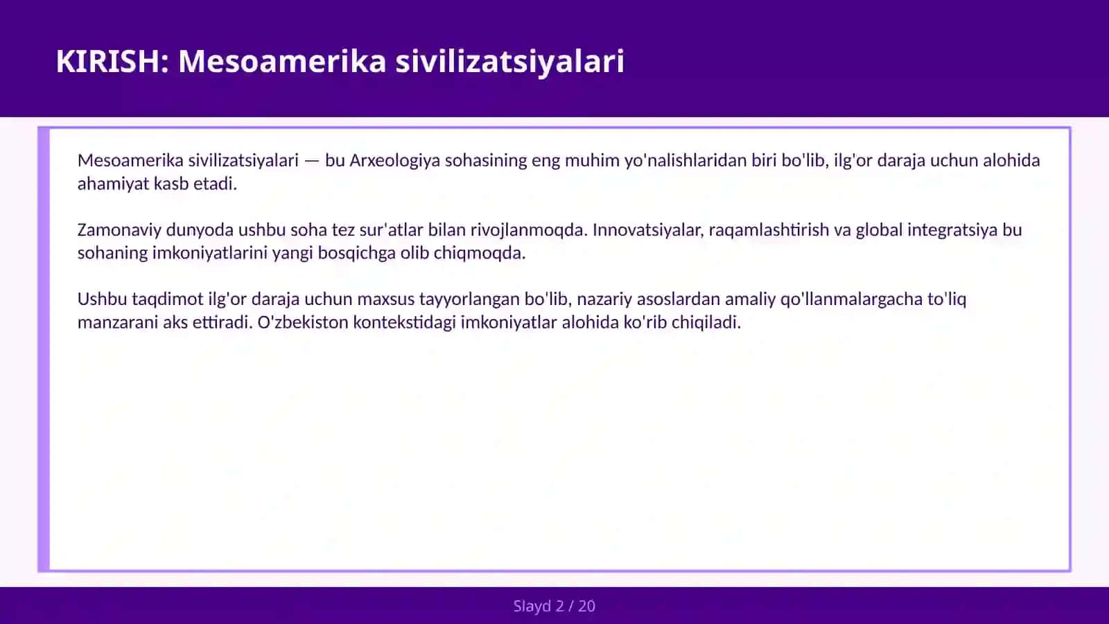 MESOAMERIKA SIVILIZATSIYALARI 2