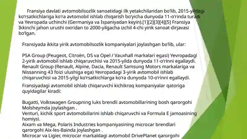 Fransiya avtomobil sanoati 2