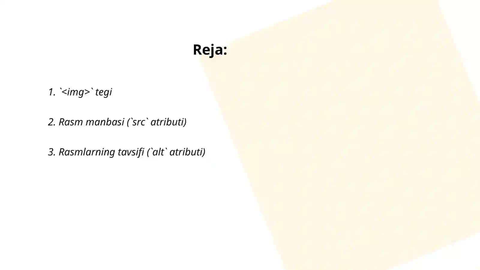 HTML tilida rasmlar hosil qilish teglari 2