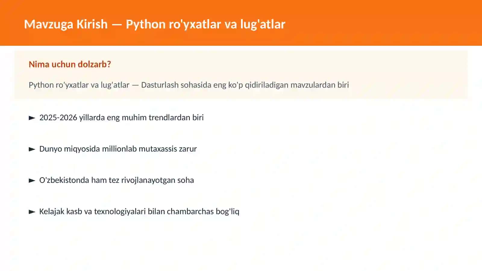 DASTURLASH | PYTHON DASTURLASH 2