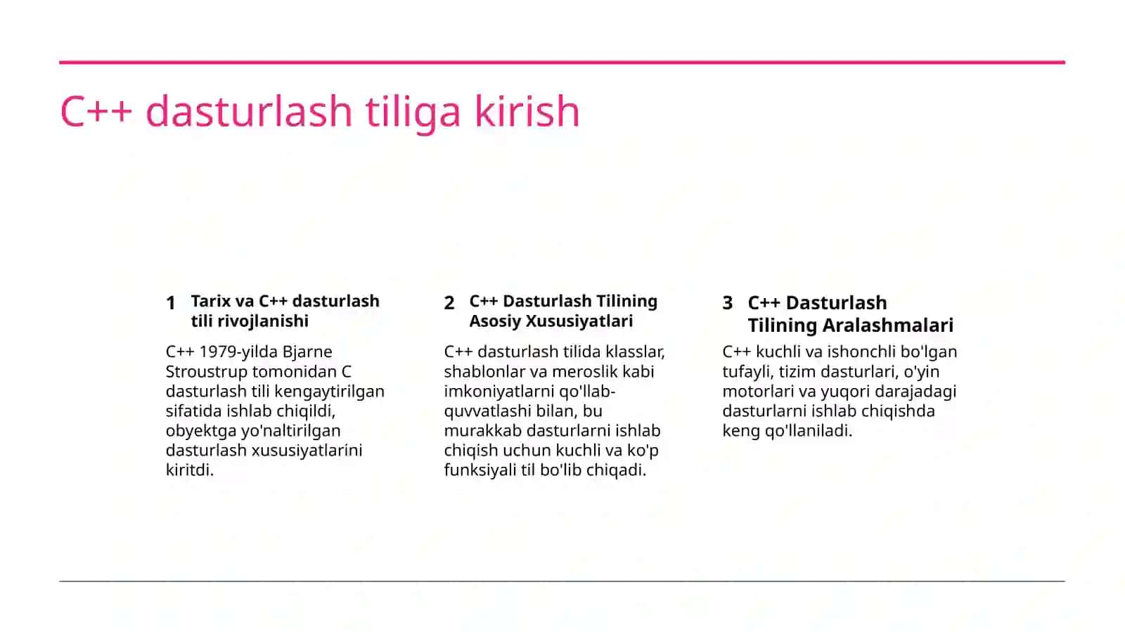 C++ Dasturlash Tilining Asosiy Xususiyatlari 2