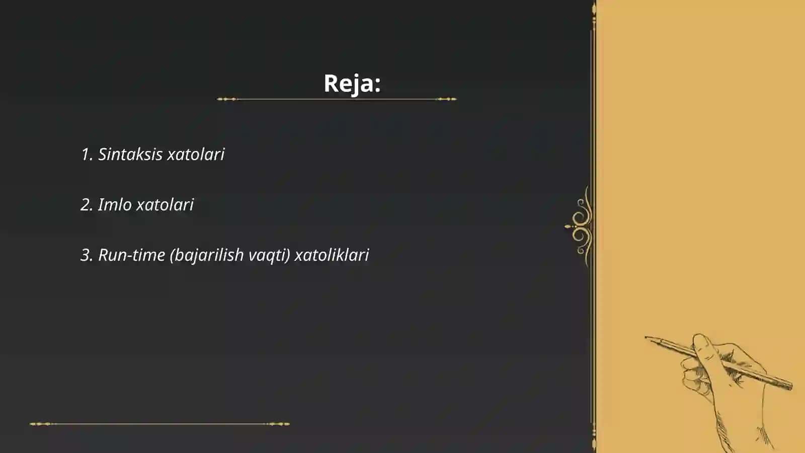 Python dasturlash tilidagi xatoliklar va ularning turlari 2