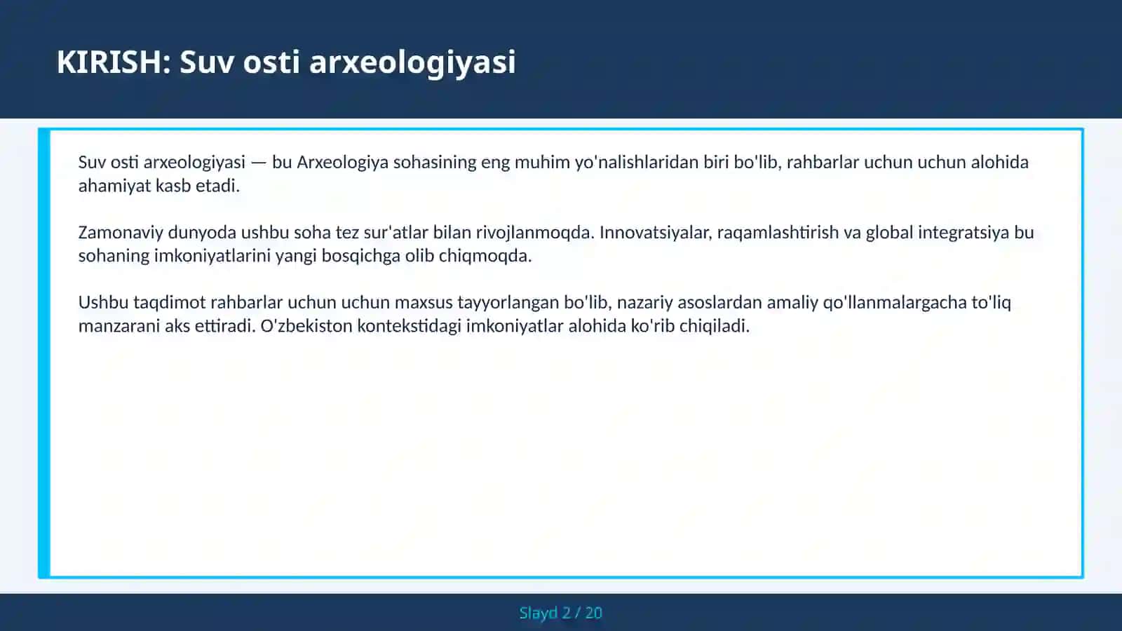 SUV OSTI ARXEOLOGIYASI 2
