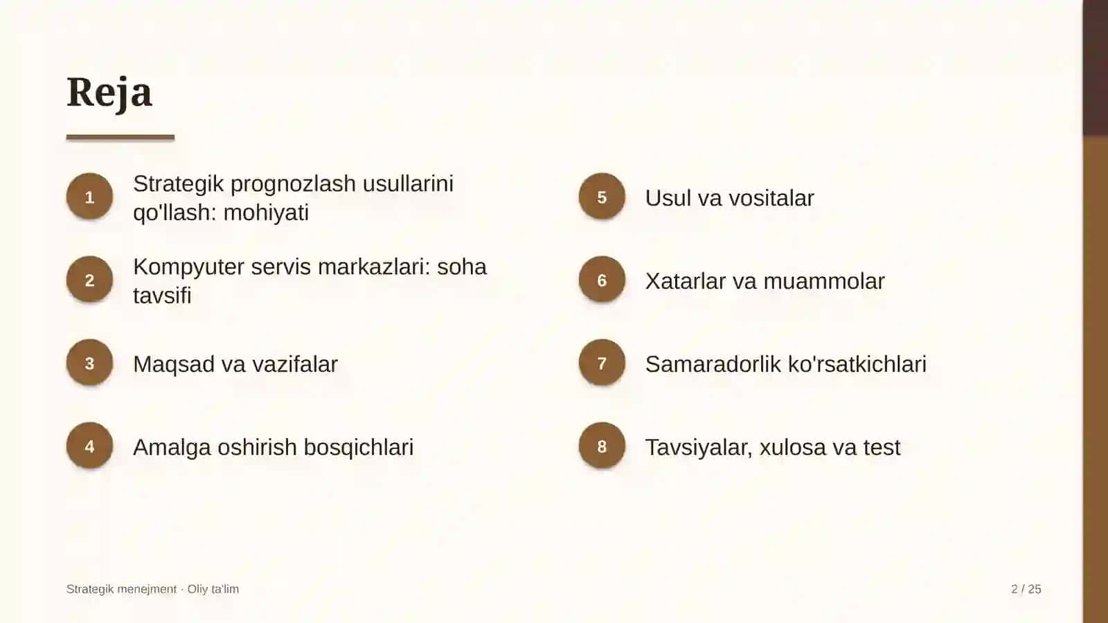 Kompyuter servis markazlarida strategik prognozlash usullarini qo'llash 2