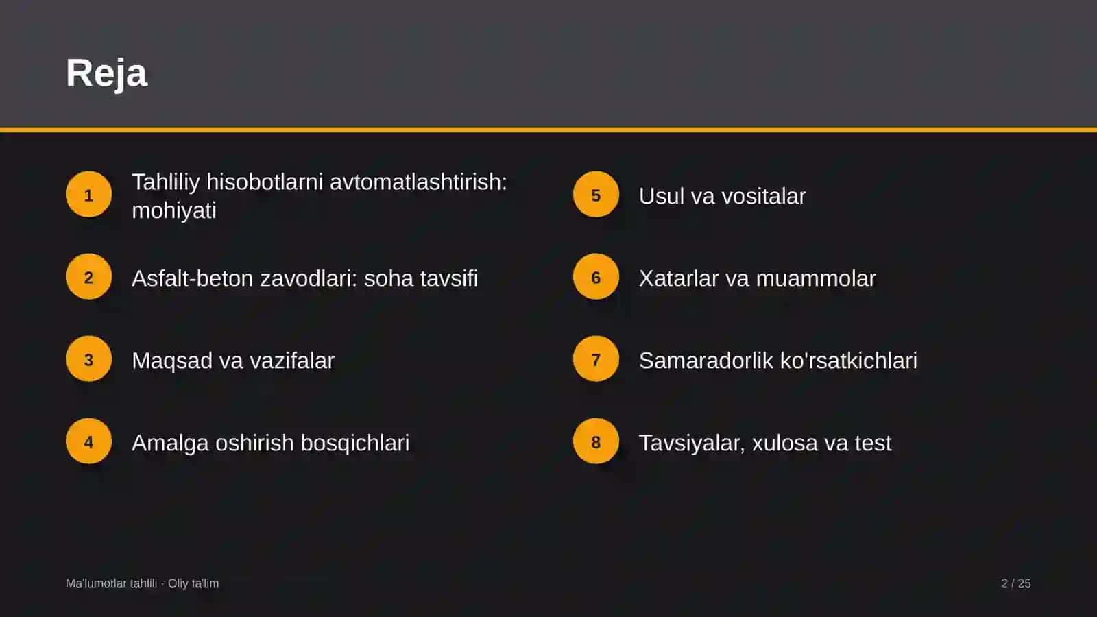 Asfalt-beton zavodlarida tahliliy hisobotlarni avtomatlashtirish 2