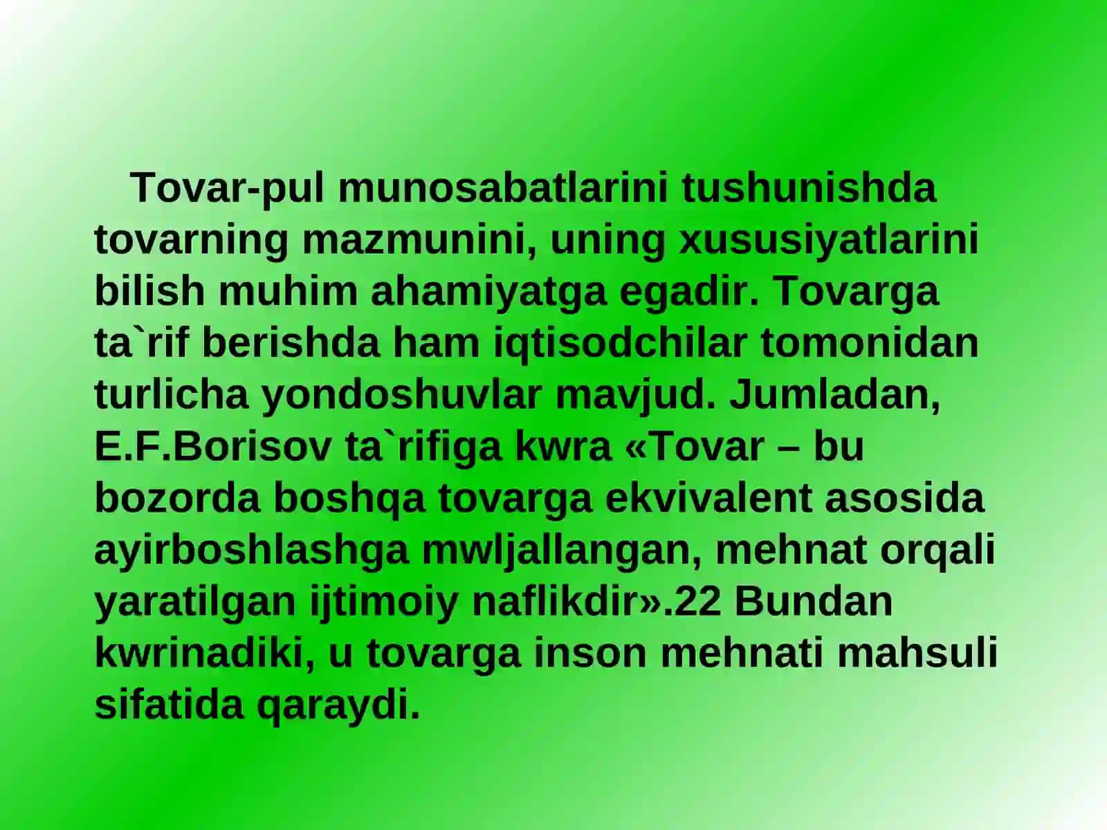 Tovar va uning xususiyatlari 2