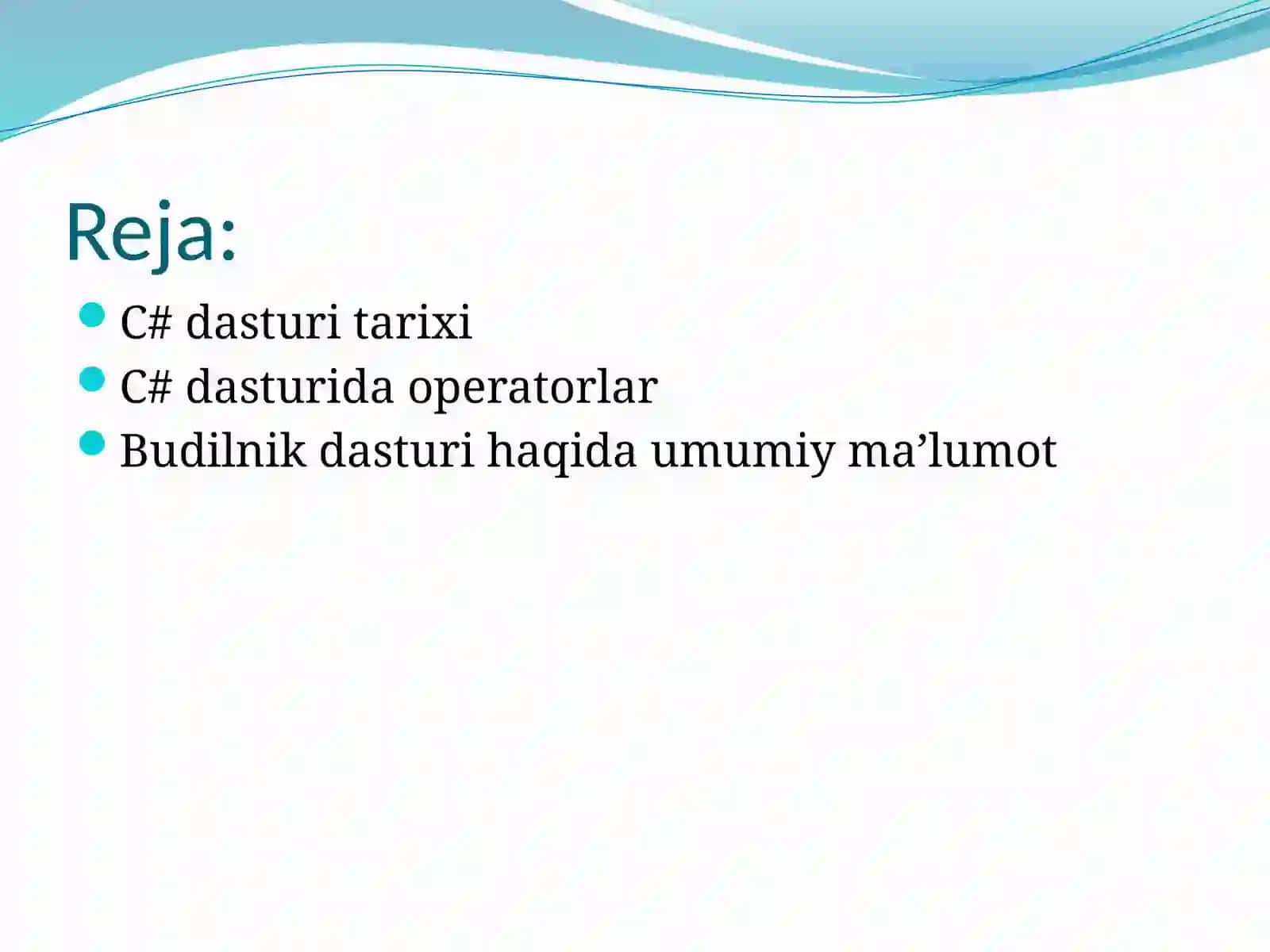 C# DASTURLASH TILIDA BUDILNIK DASTURINI YARATISH 2