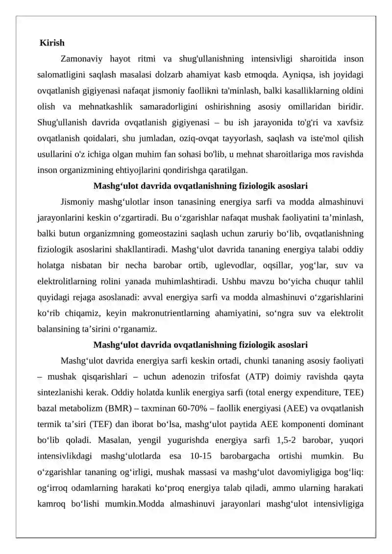 Shug‘ullanish davrida ovqatlanish gigiyenasi 2