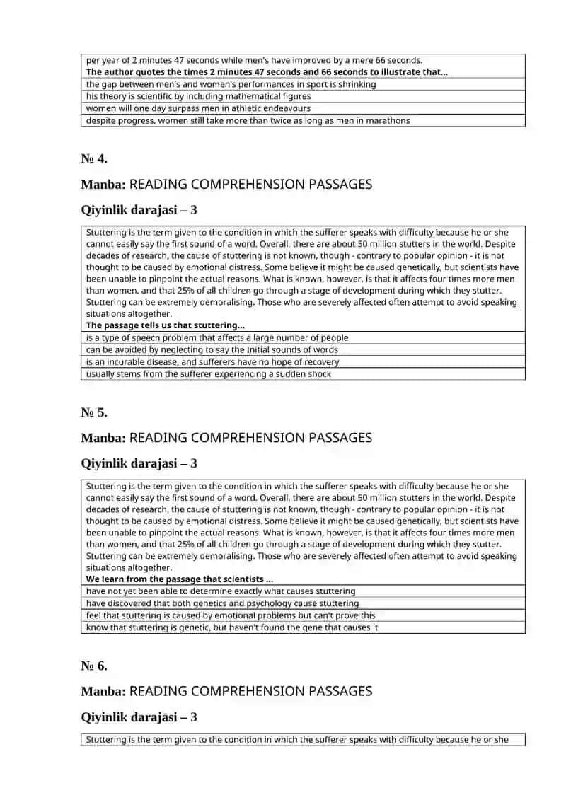 READING COMPREHENSION PASSAGES 2