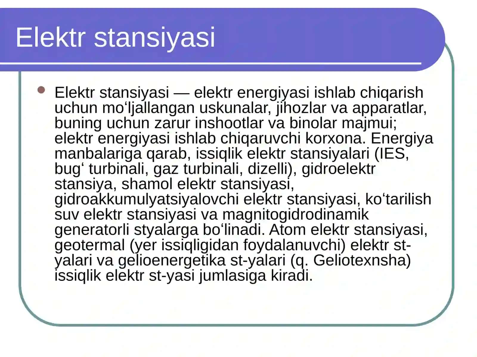 Elektr stansiyasi 2
